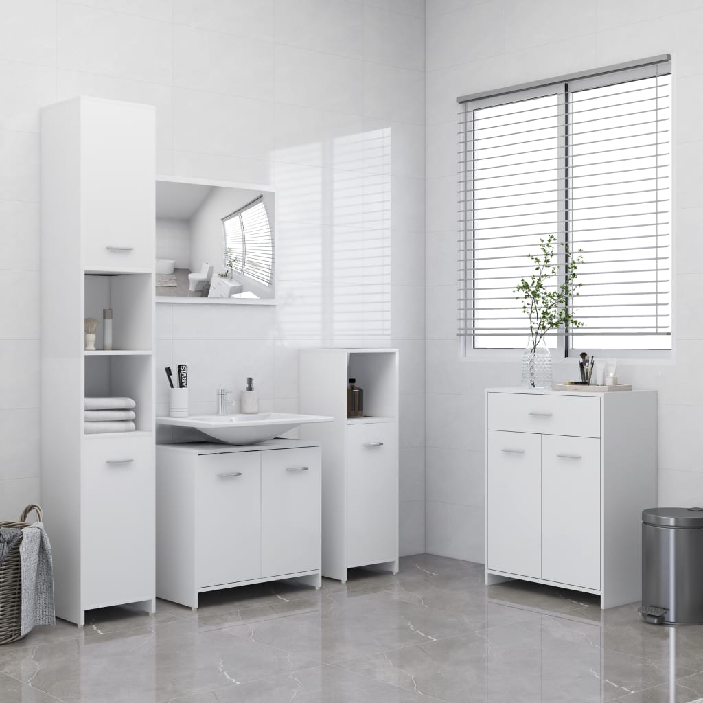 4 Piece Bathroom Furniture Set White - Style and Chic