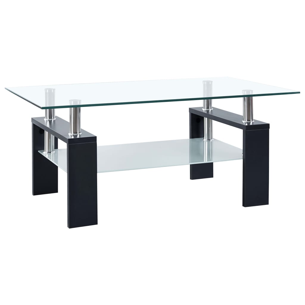 Coffee Table Black and Transparent 95x55x40 cm Tempered Glass - Design Hut