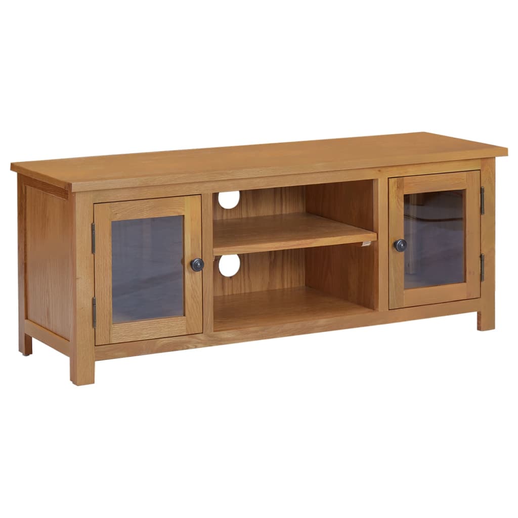 TV Cabinet 110x35x44 cm Solid Oak Wood - Direct Imports