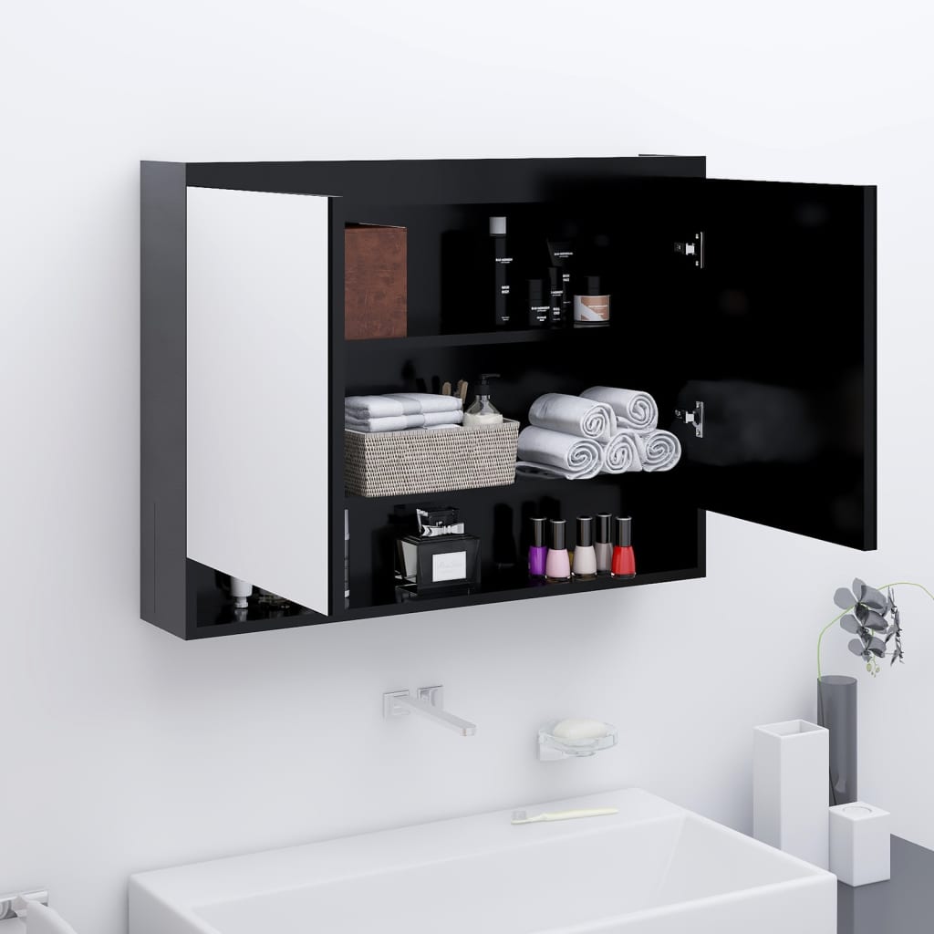 Bathroom Mirror Cabinet 80x15x60 cm MDF Anthracite - Decor Base