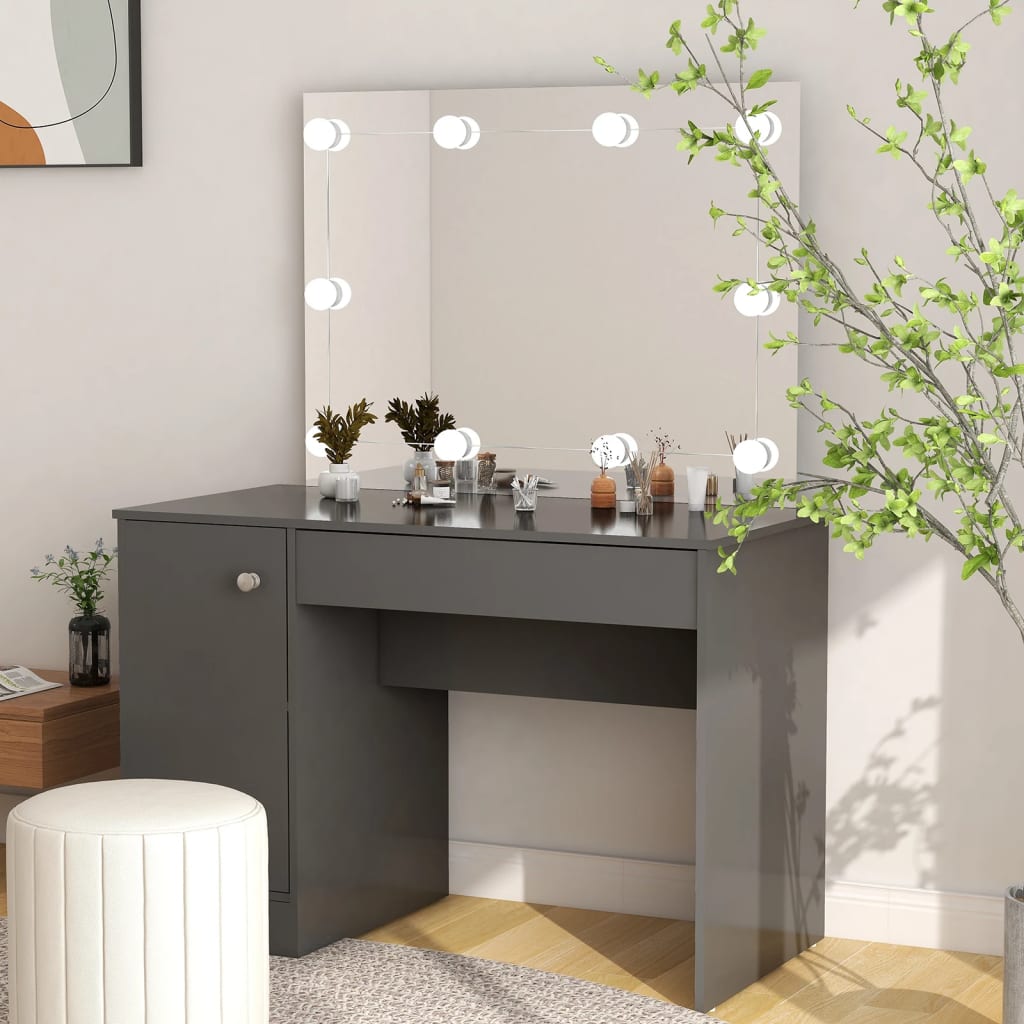 Makeup Table with LED Lights 110x55x145 cm MDF Grey - Casper Homes