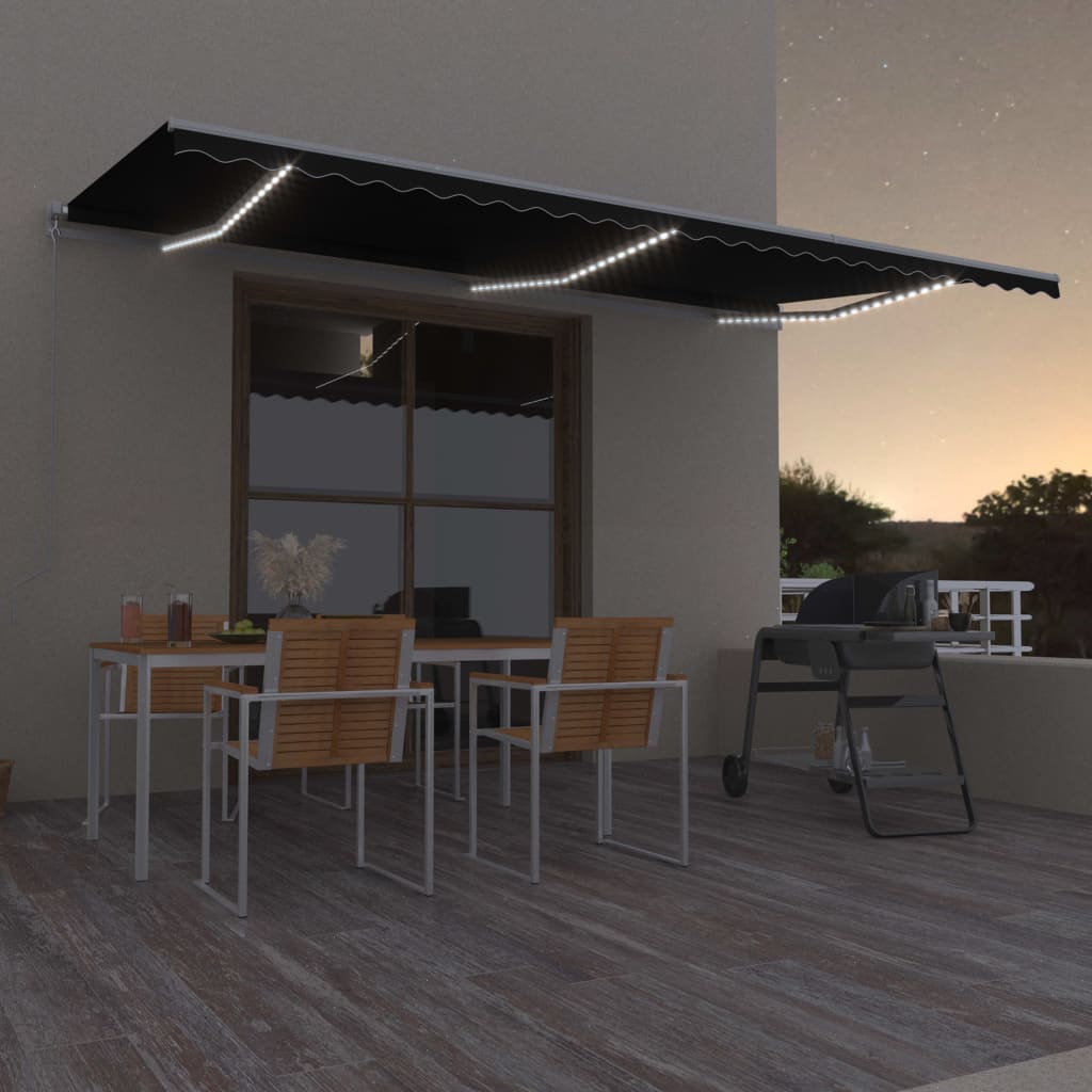 Manual Retractable Awning with LED 600x300cm Anthracite - Discount Dealers