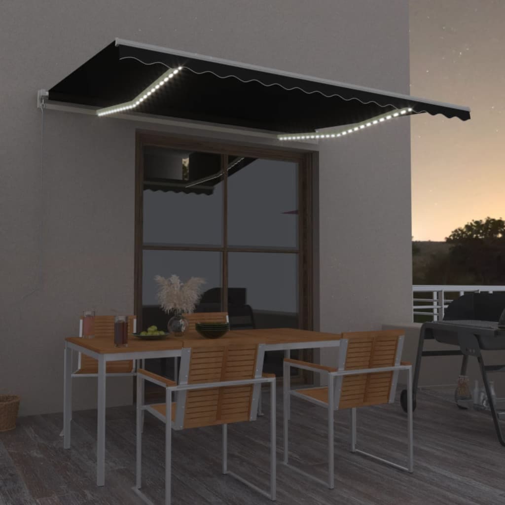 Manual Retractable Awning with LED 400x350 cm Anthracite - Millennium Furniture