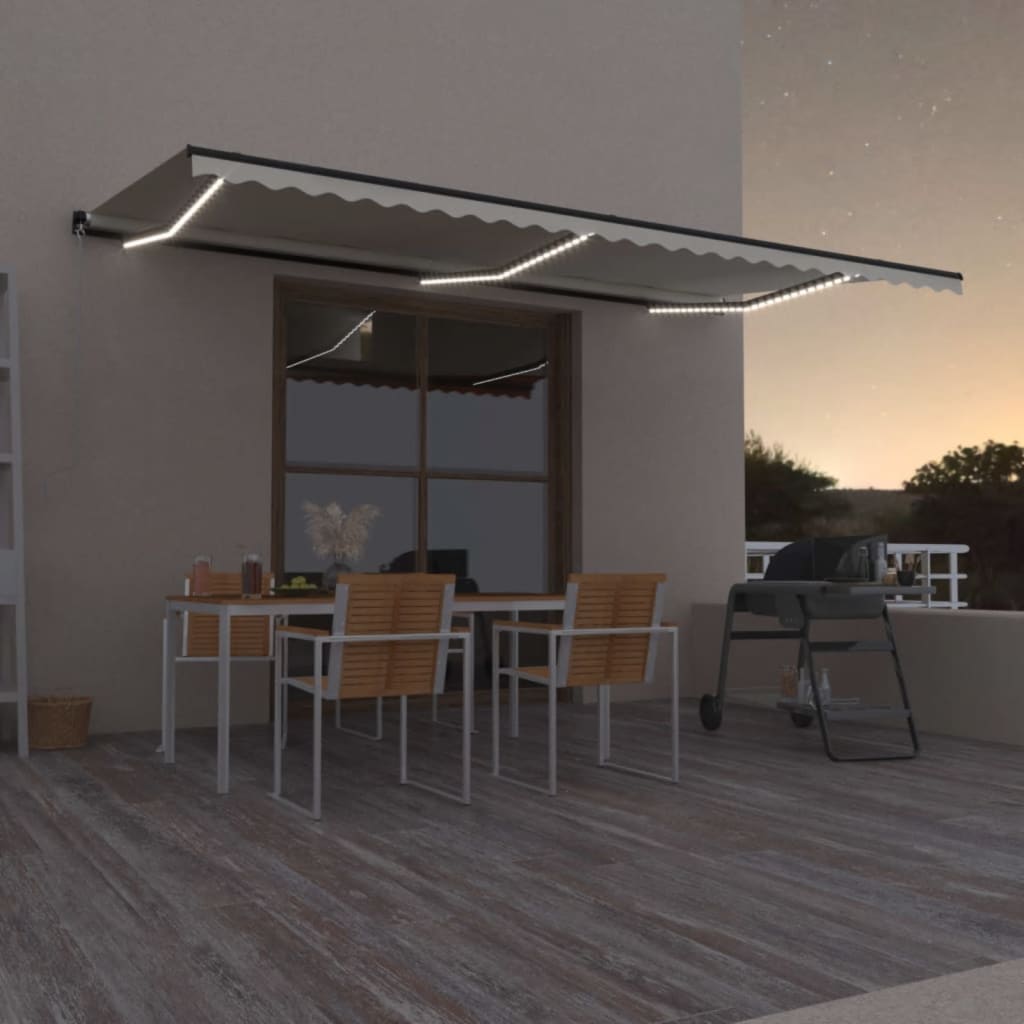 Manual Retractable Awning with LED 600x350 cm Cream - Tyrell & Tyrell