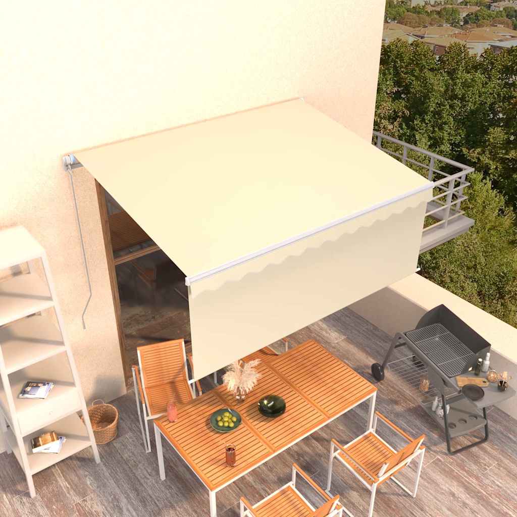 FRLVALE Manual Retractable Awning with Blind 3x2.5m - Cream - Design Hut