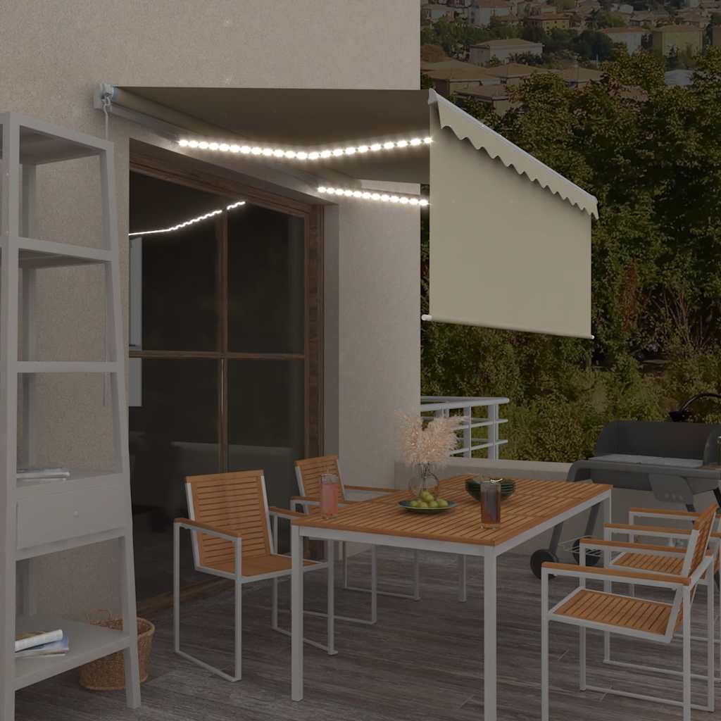 Manual Retractable Awning with Blind&LED 3x2.5m Cream - Millennium Furniture