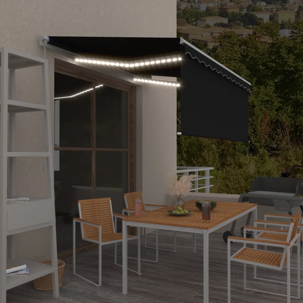 Manual Retractable Awning with Blind&LED 3x2.5m Anthracite - Millennium Furniture