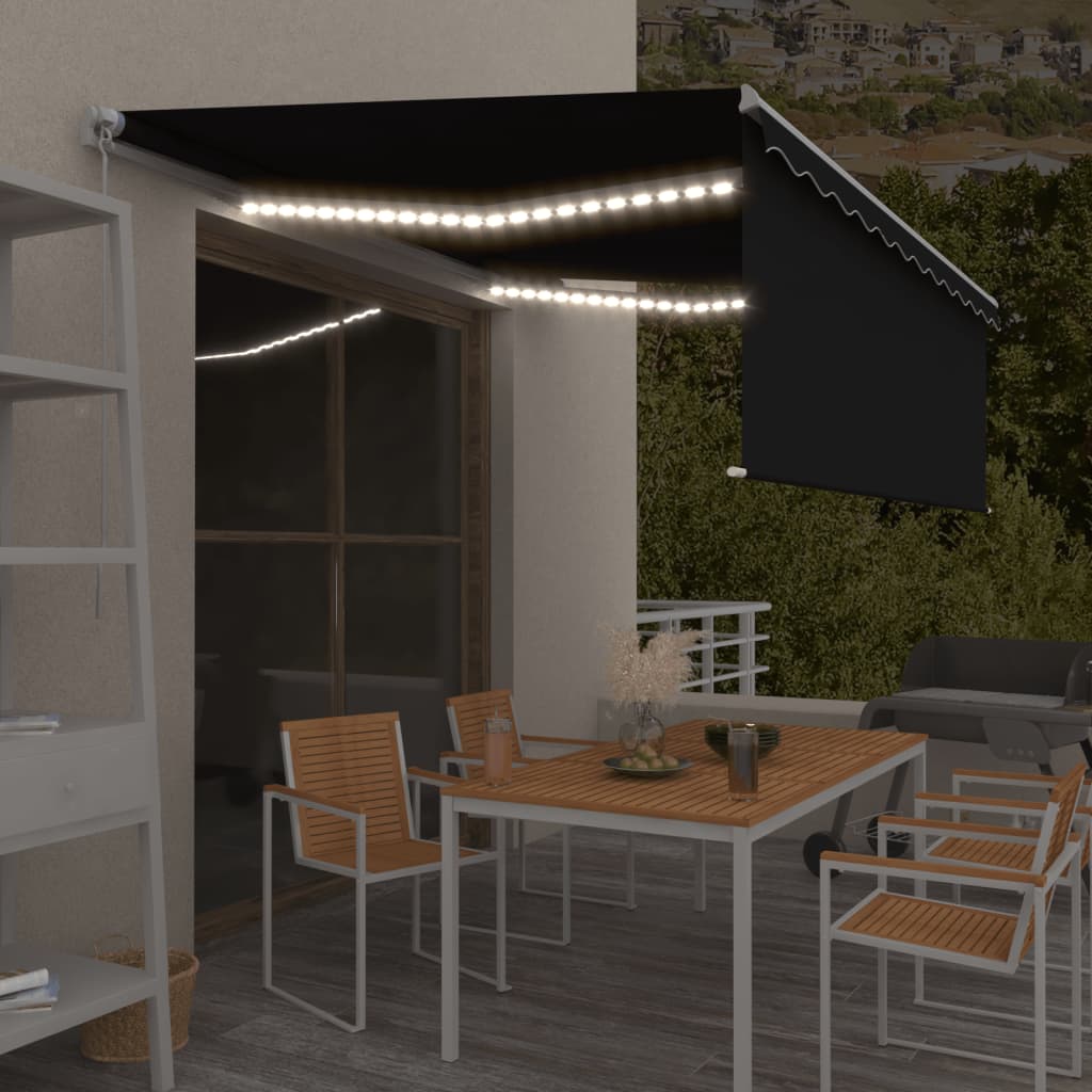 Manual Retractable Awning with Blind&LED 4.5x3m Anthracite - Millennium Furniture