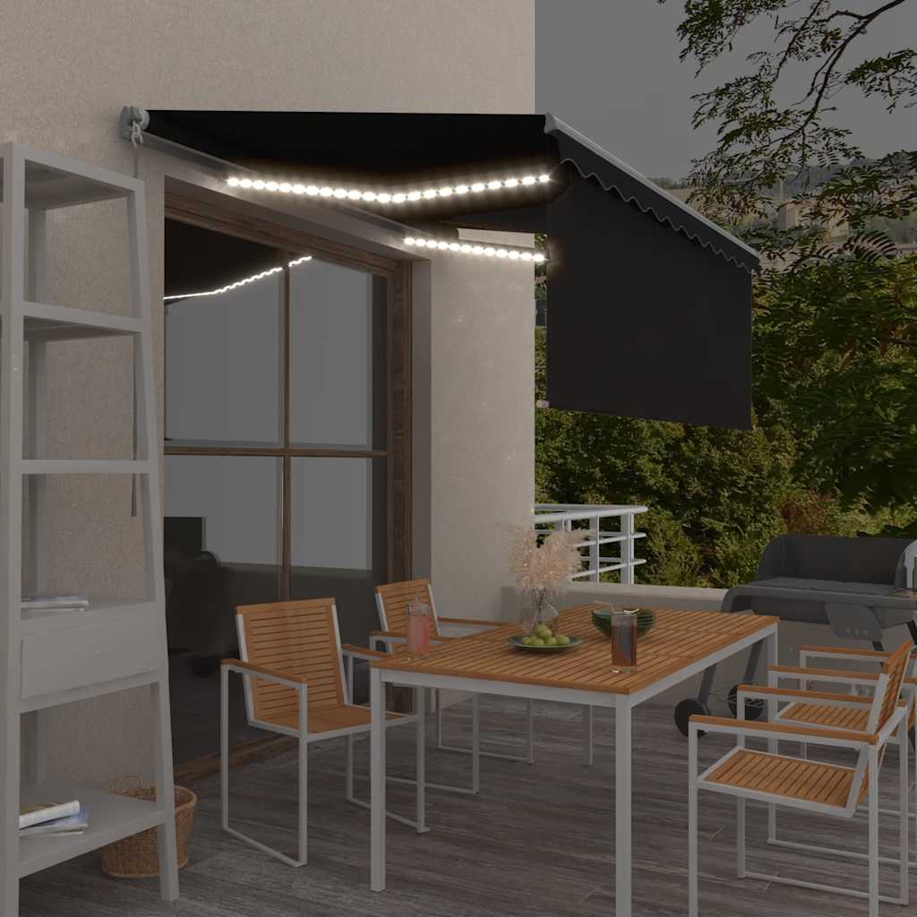 Manual Retractable Awning with Blind&LED 3x2.5m Anthracite - Tyrell & Tyrell