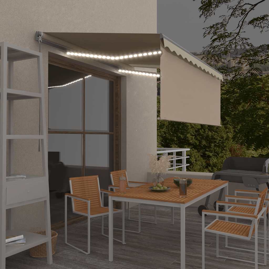 Manual Retractable Awning with Blind&LED 3.5x2.5m Cream - Tyrell & Tyrell