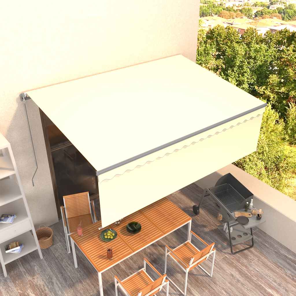 Manual Retractable Awning with Blind 4x3m Cream - Unbeatable Bargains
