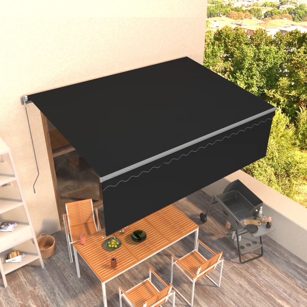 Manual Retractable Awning with Blind 4x3m Anthracite - Casper Homes