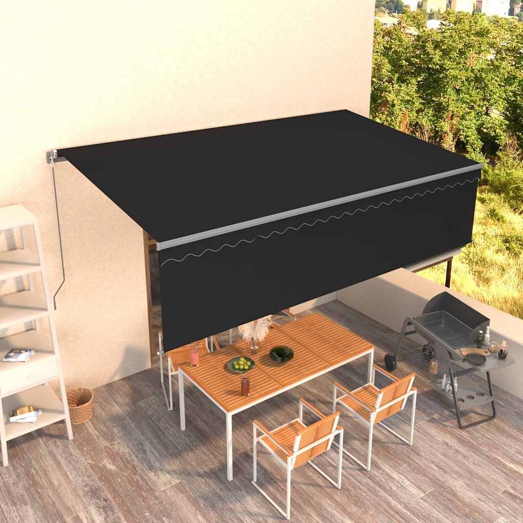 Manual Retractable Awning with Blind 5x3m Anthracite - Unbeatable Bargains