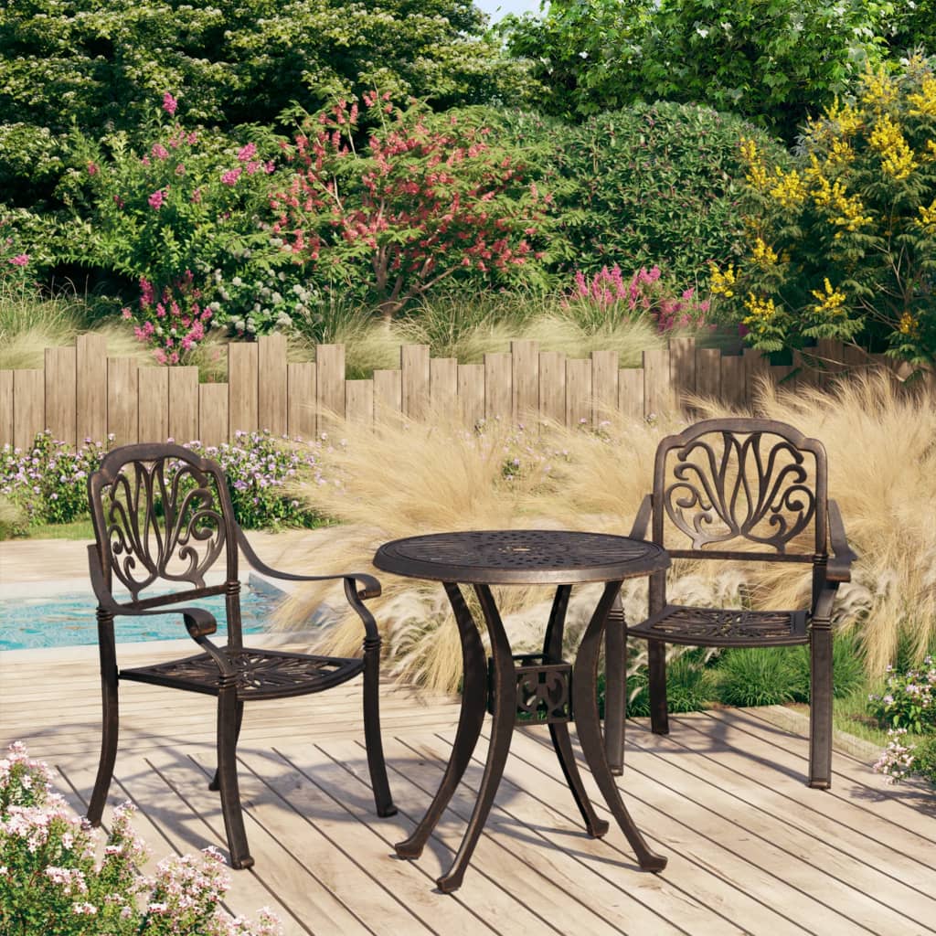 3 Piece Bistro Set Cast Aluminium Bronze - Sid & Sam