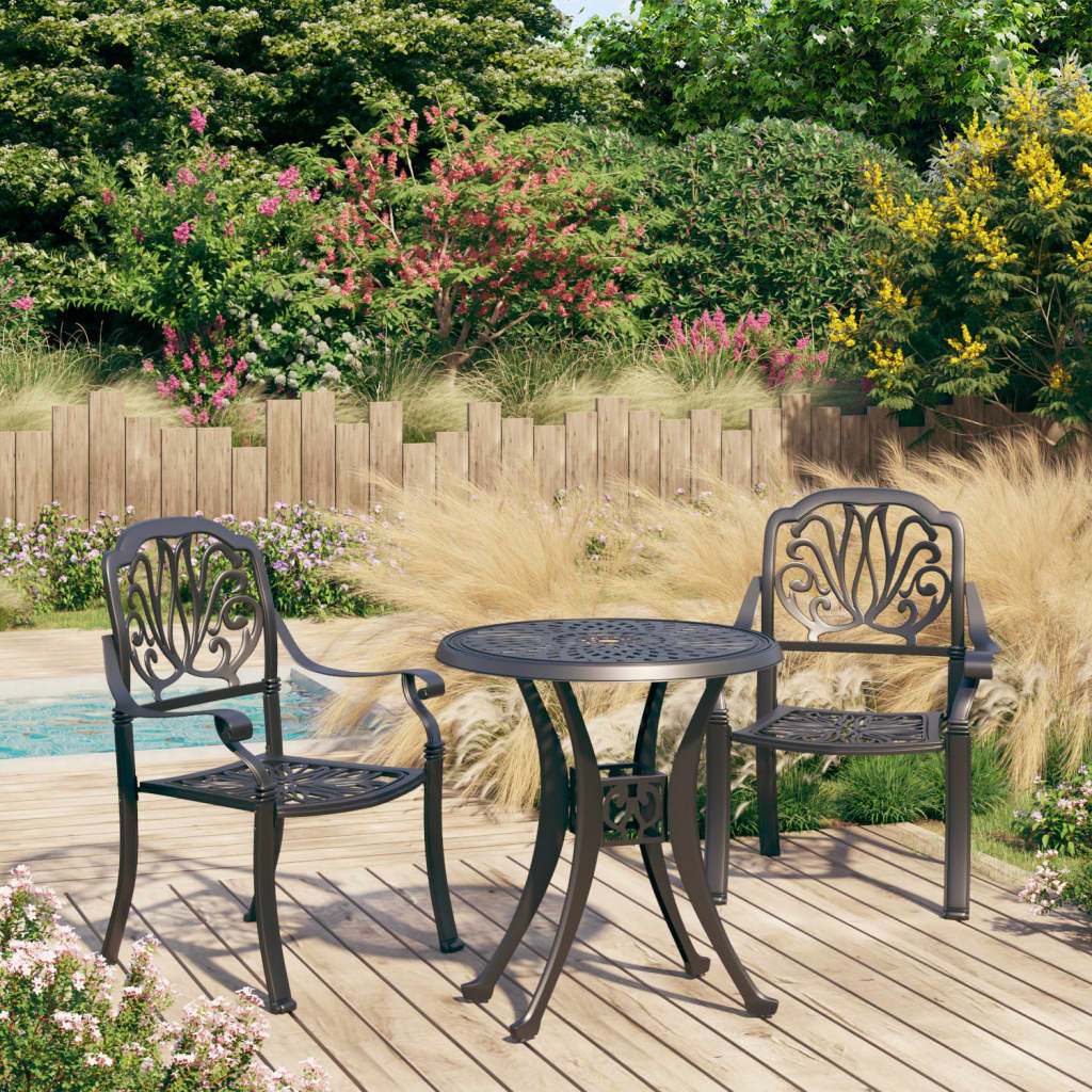 3 Piece Bistro Set Cast Aluminium Black - The Home Maker
