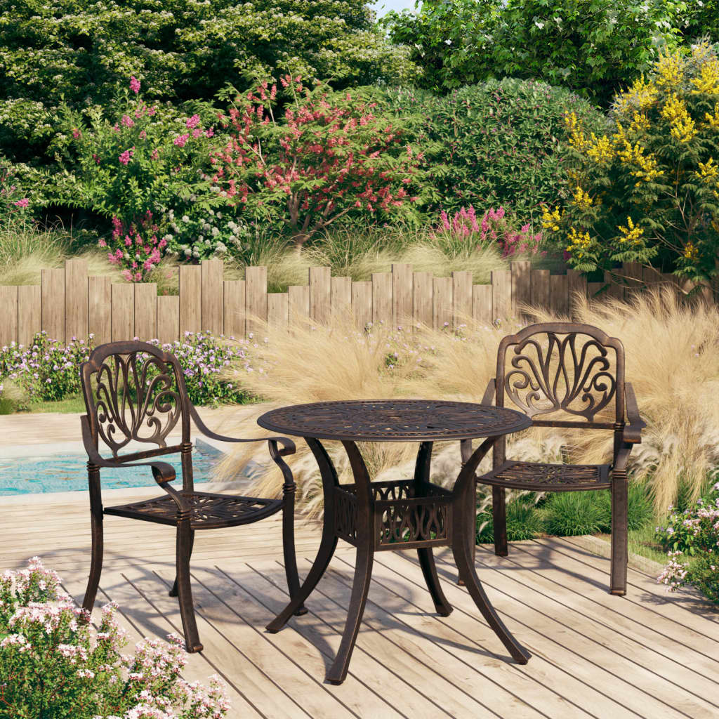 3 Piece Bistro Set Cast Aluminium Bronze - All Things Good