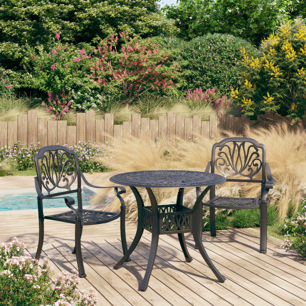 3 Piece Bistro Set Cast Aluminium Black - Style and Chic