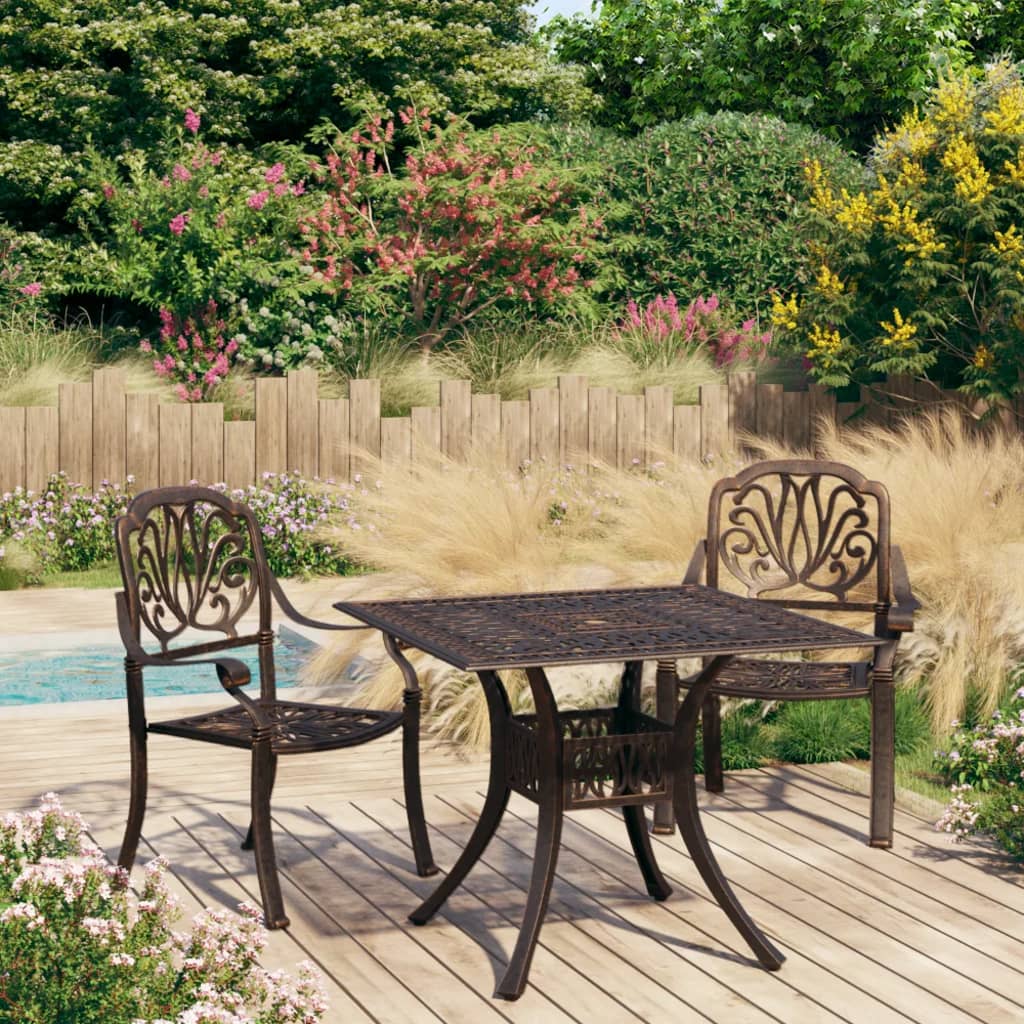 3 Piece Bistro Set Cast Aluminium Bronze - Casper Homes