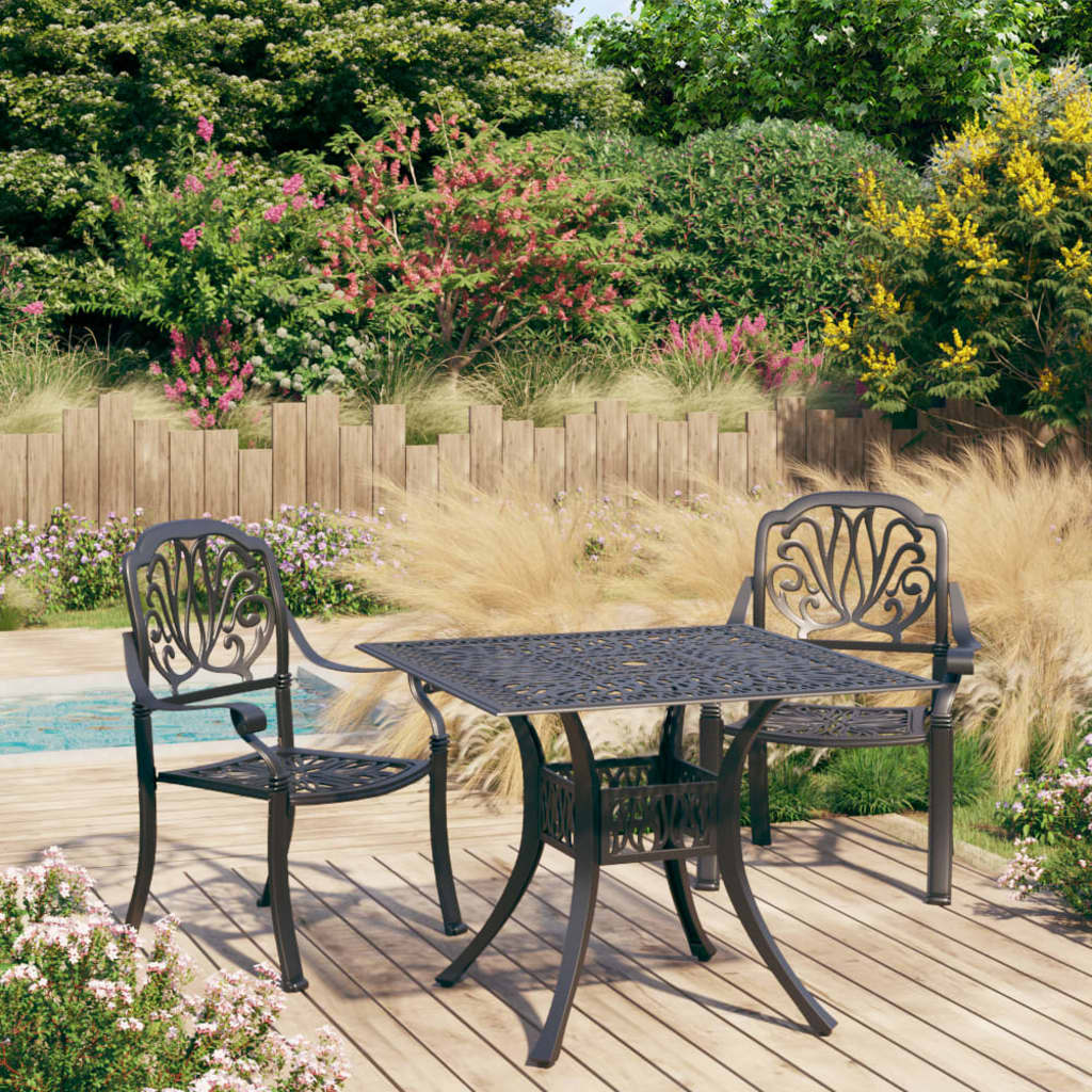 3 Piece Bistro Set Cast Aluminium Black - Merlin Deals
