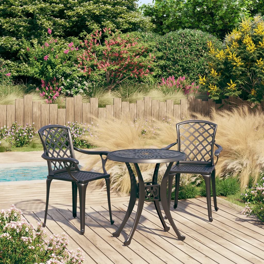 3 Piece Bistro Set Cast Aluminium Black - All Things Good