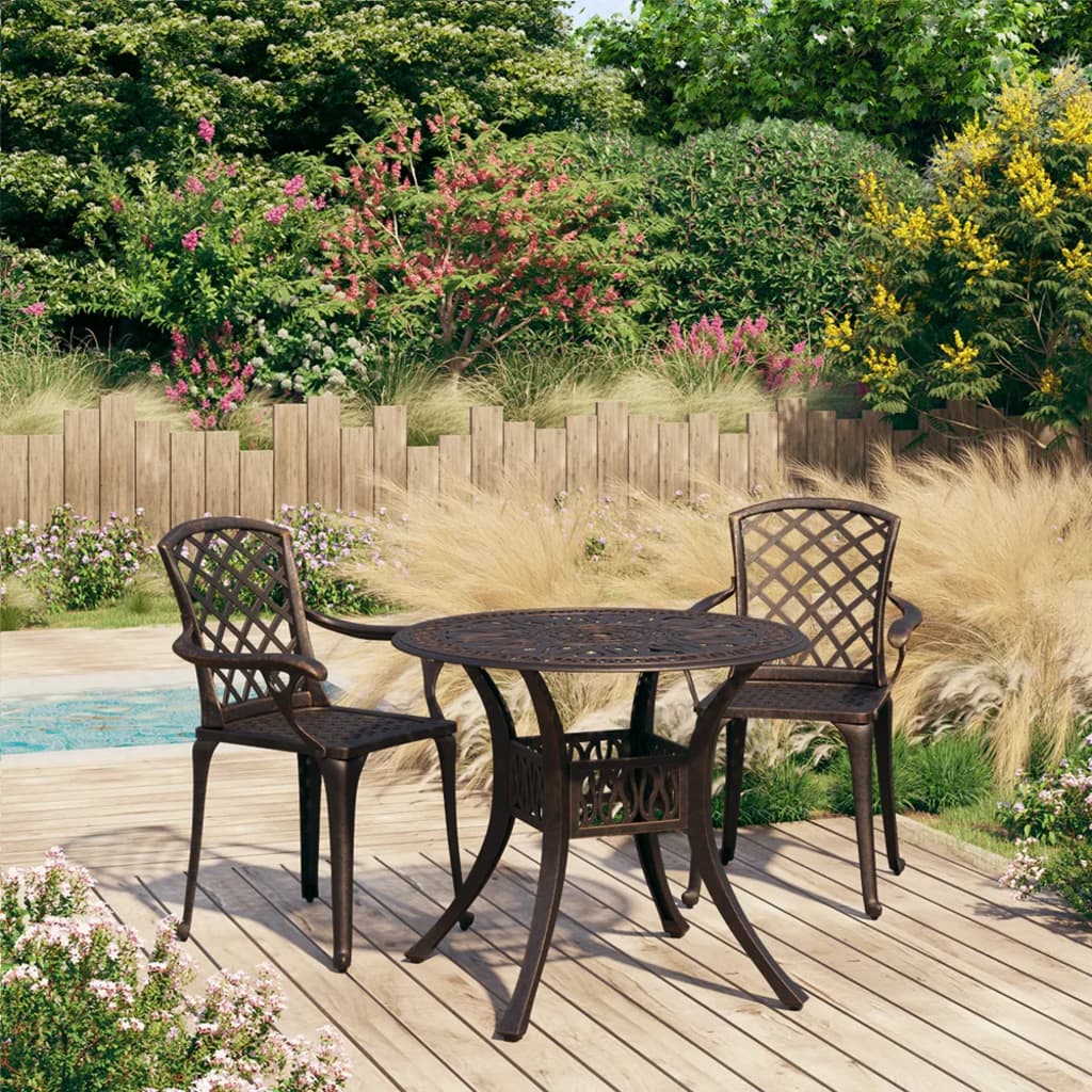 3 Piece Bistro Set Cast Aluminium Bronze - All Things Good