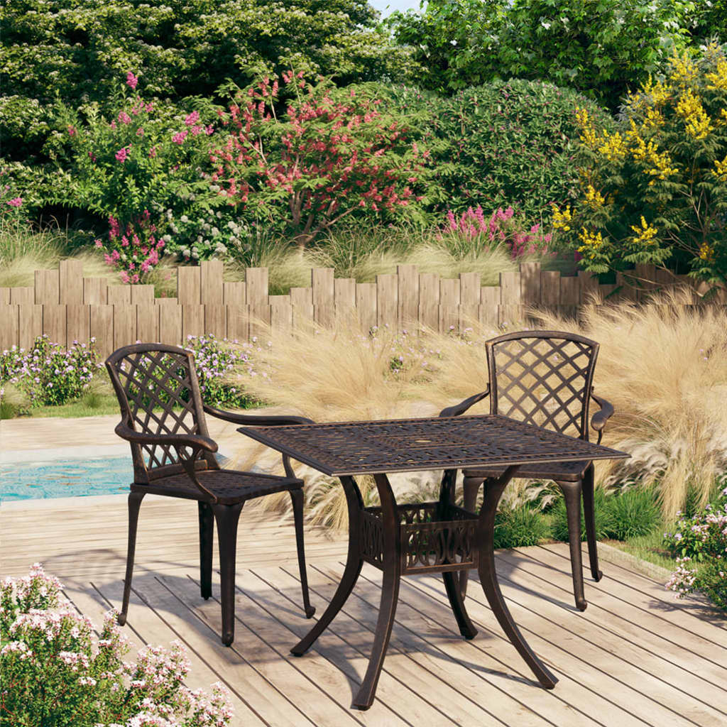 3 Piece Bistro Set Cast Aluminium Bronze - Merkel Designers