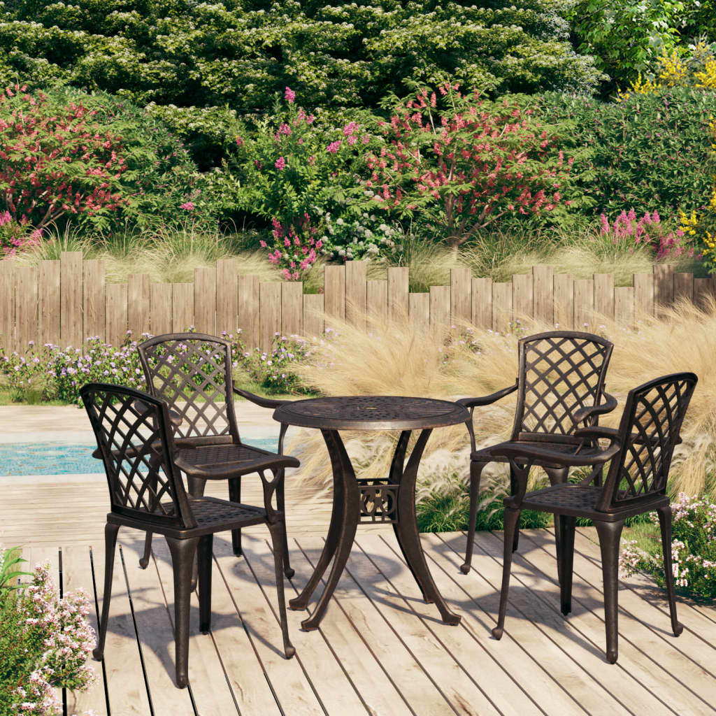 5 Piece Bistro Set Cast Aluminium Bronze - Direct Imports