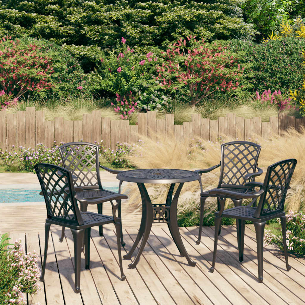 5 Piece Bistro Set Cast Aluminium Black - Brittle & Co