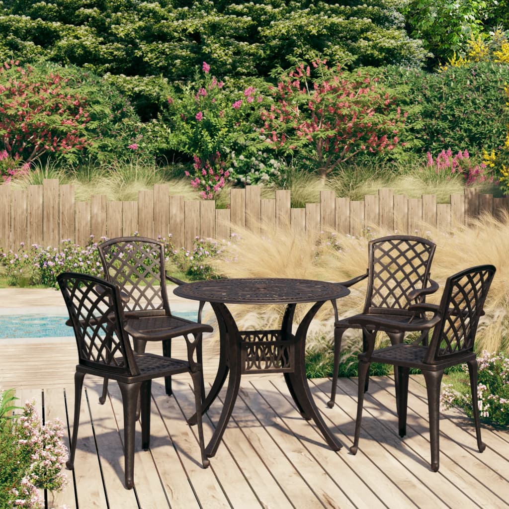 5 Piece Bistro Set Cast Aluminium Bronze - Casper Homes