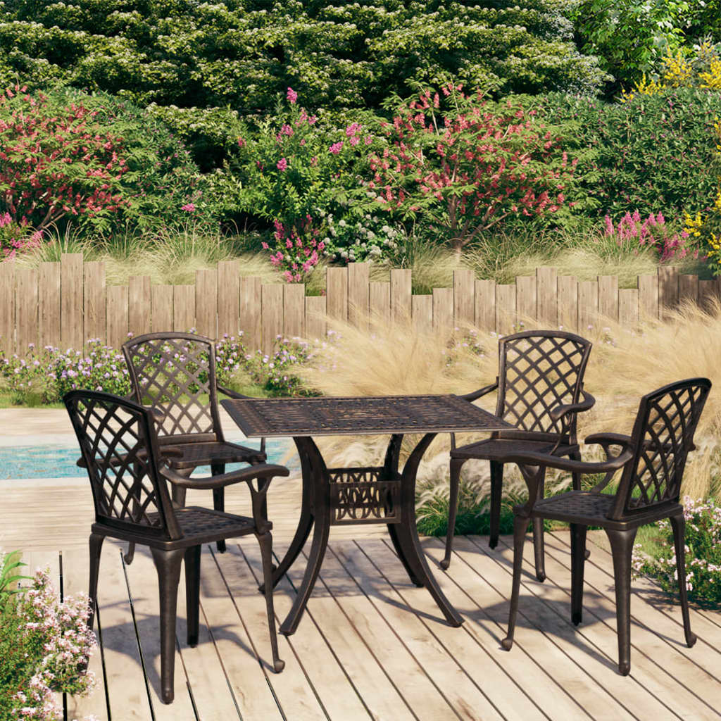 5 Piece Bistro Set Cast Aluminium Bronze - Direct Imports