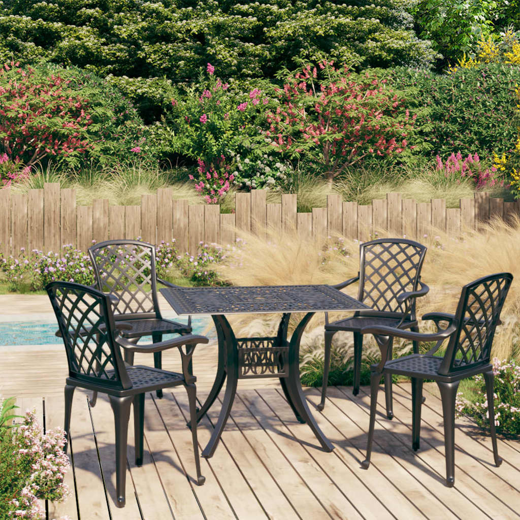 5 Piece Bistro Set Cast Aluminium Black - Merlin Deals