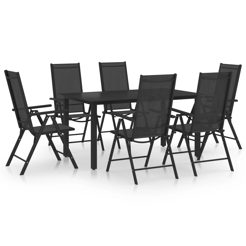 7 Piece Garden Dining Set Aluminium Black - Sid & Sam