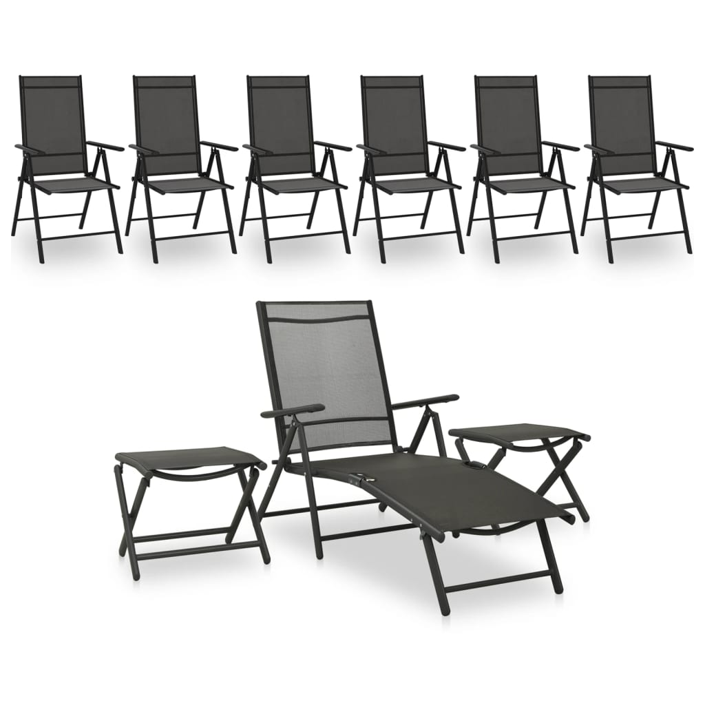 9 Piece Garden Lounge Set Black and Anthracite - Brittle & Co