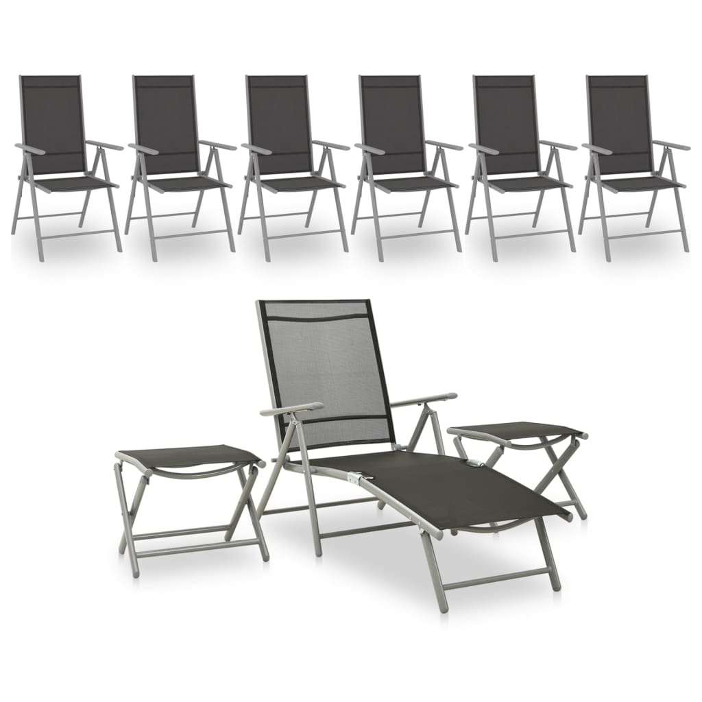 9 Piece Garden Lounge Set Black and Silver - Style and Chic