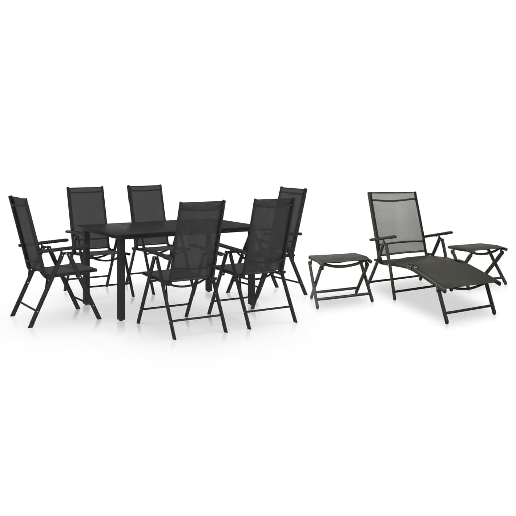 10 Piece Garden Dining Set Black and Anthracite - Direct Imports
