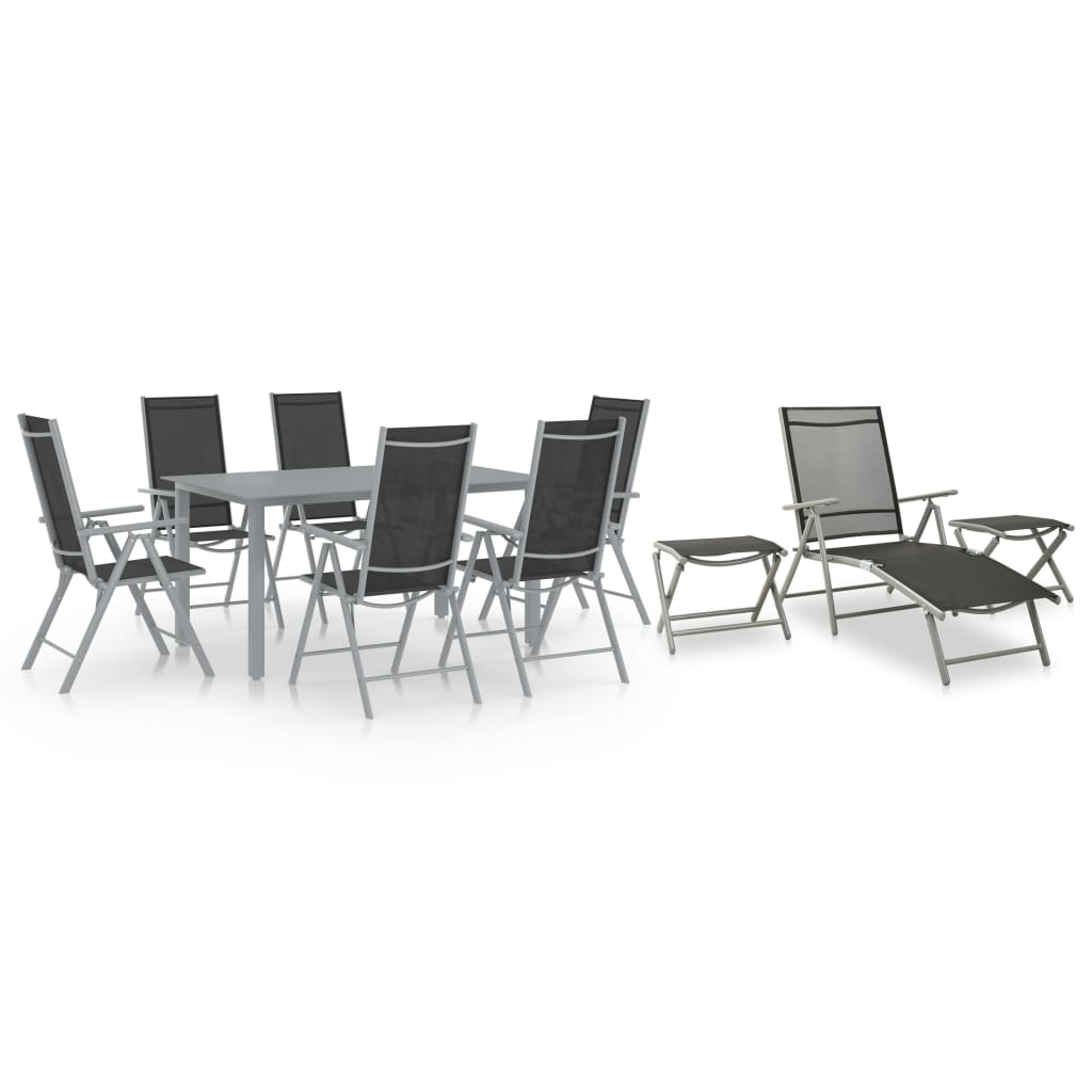 10 Piece Garden Dining Set Black and Silver - Casper Homes