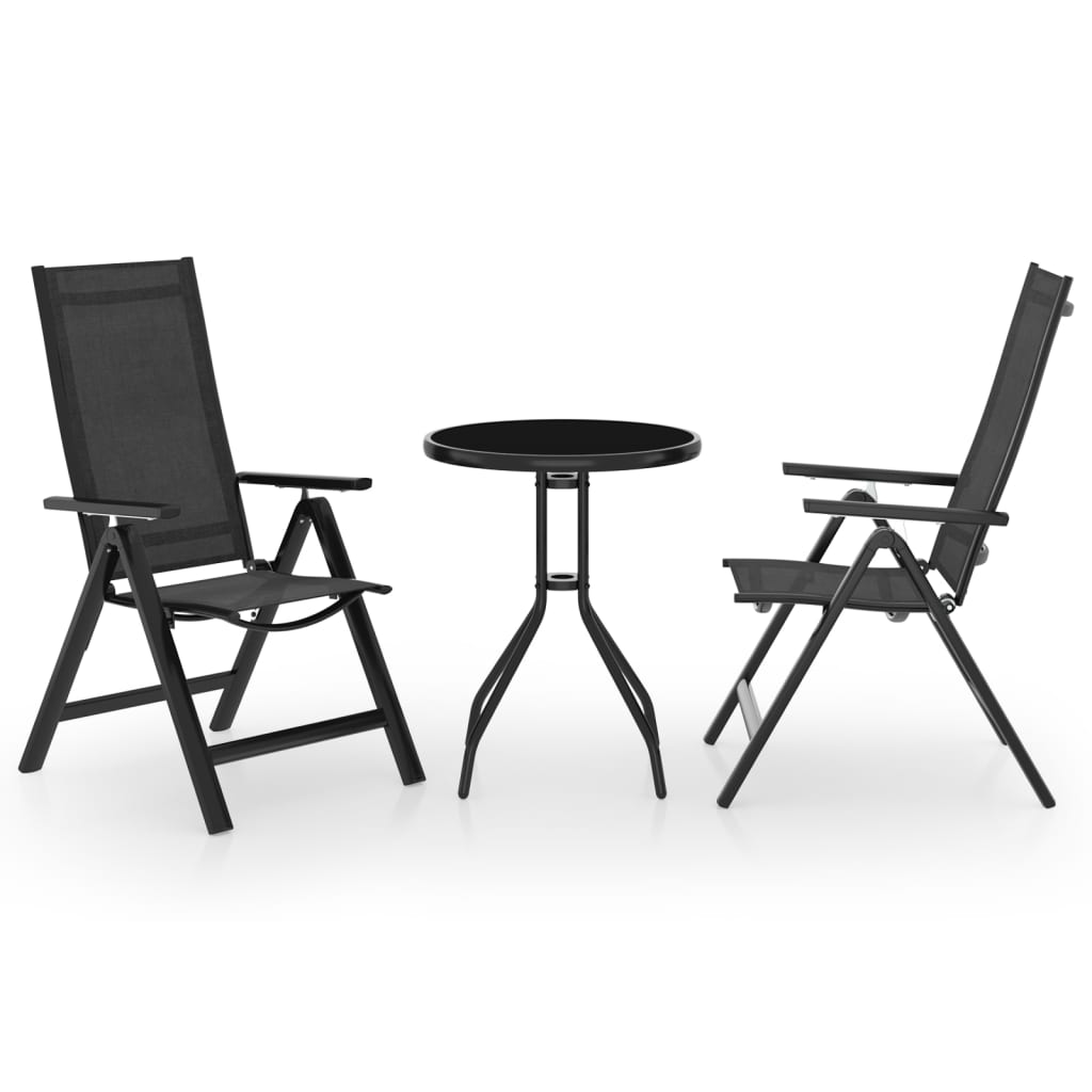 3 Piece Bistro Set Black and Anthracite - Merkel Designers