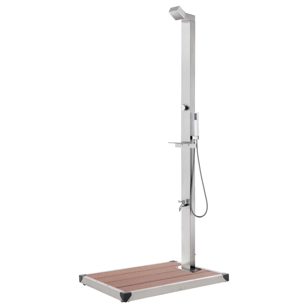 Garden Shower with Brown Base 225cm Stainless Steel - Millennium Furniture