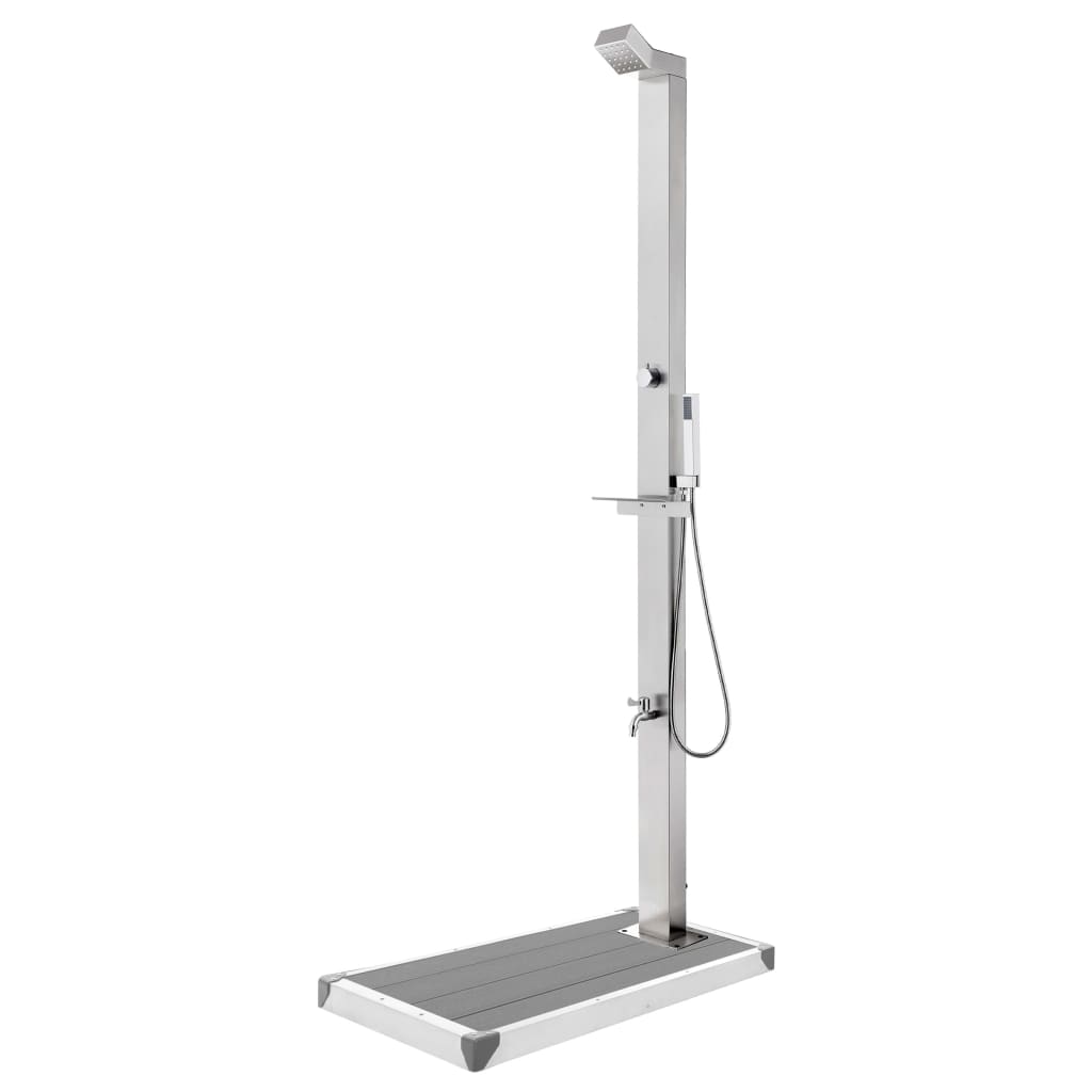 Garden Shower with Grey Base 225cm Stainless Steel - All Things Good