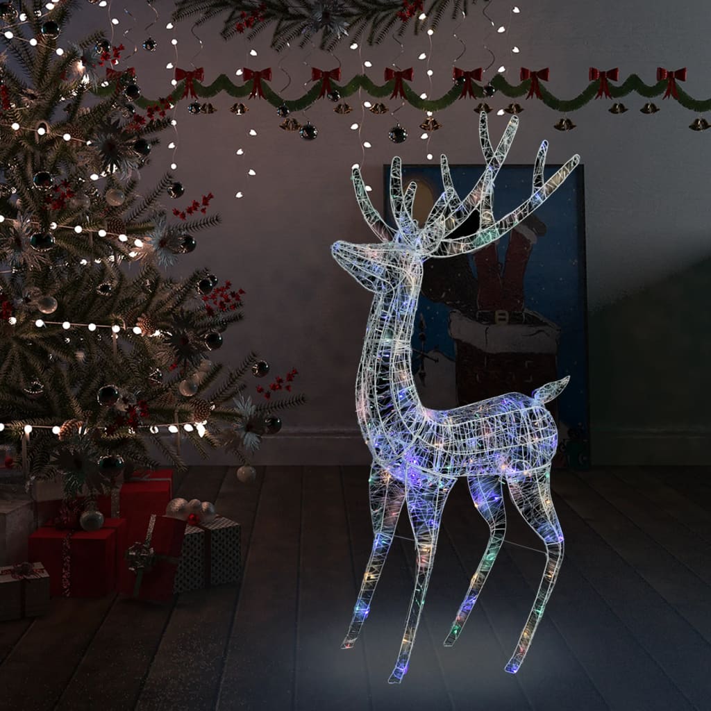 GLISTEN XXL Acrylic Christmas Reindeer 250 LED 180 cm Colourful - Design Hut