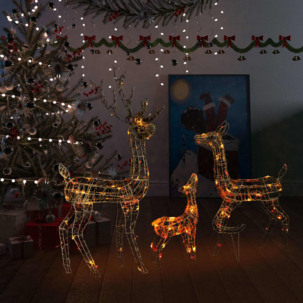 GLISTEN Acrylic Reindeer Family Christmas Decoration 300 LED Colourful - Discount Dealers