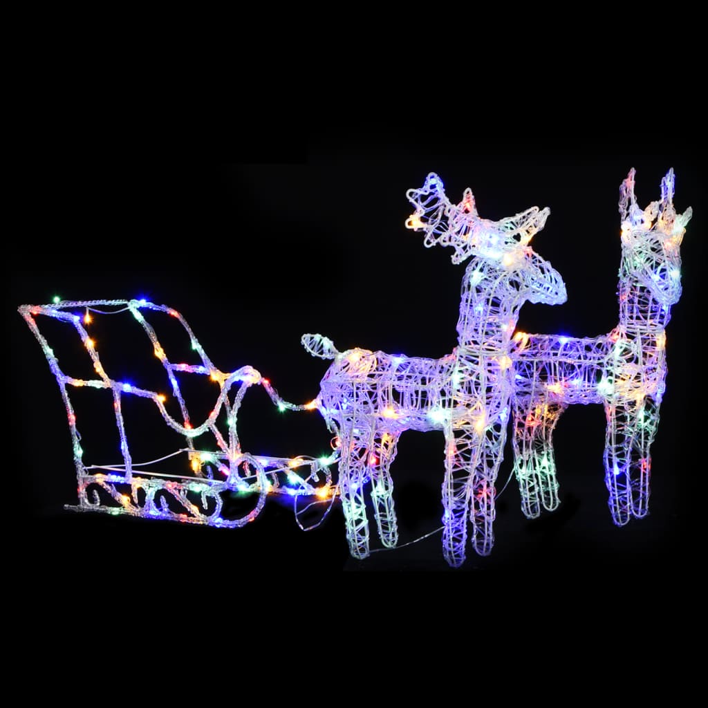 Roche Christmas Decoration Reindeers and Sleigh 160 LEDs 130cm Acrylic - Sid & Sam