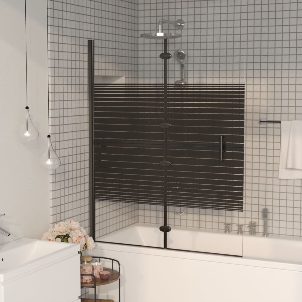 Folding Shower Enclosure ESG 100x140 cm Black - Brittle & Co
