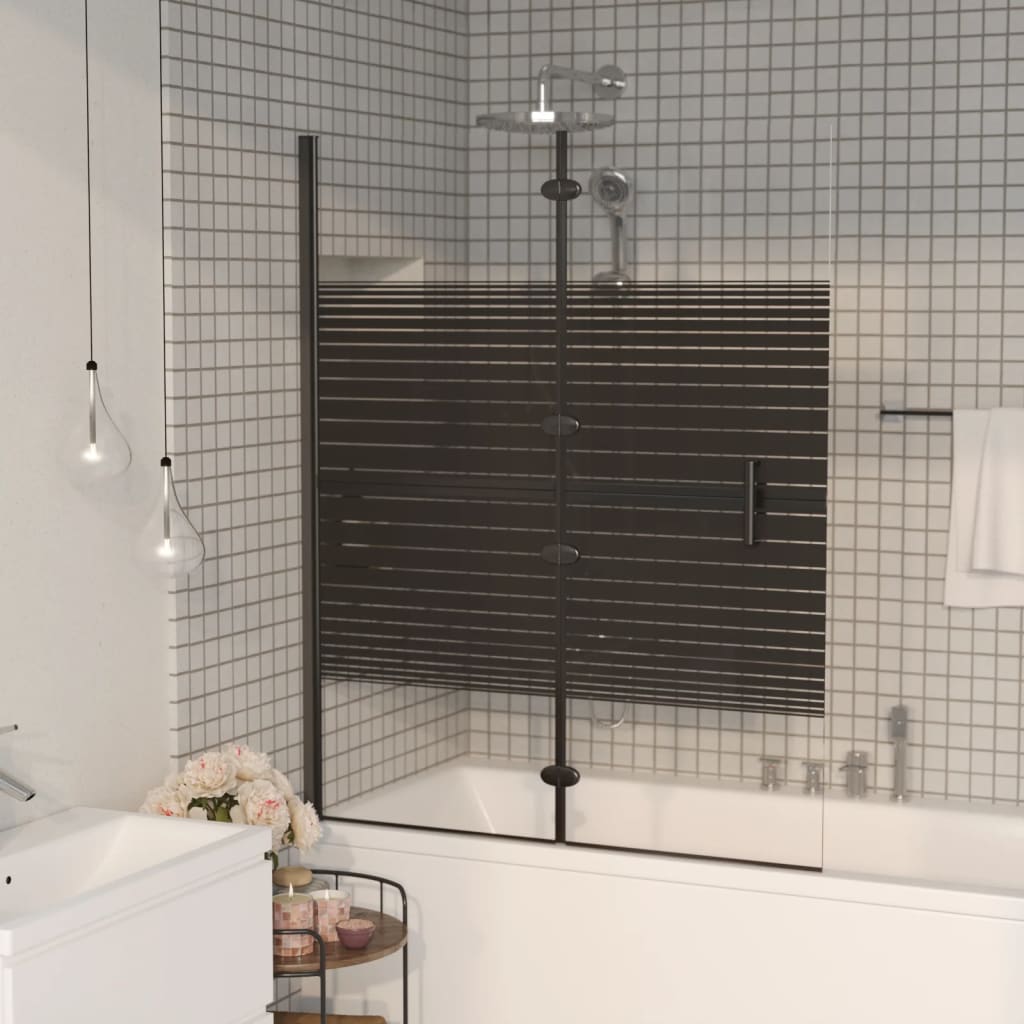 Folding Shower Enclosure ESG 120x140 cm Black - Charlotte Dunes