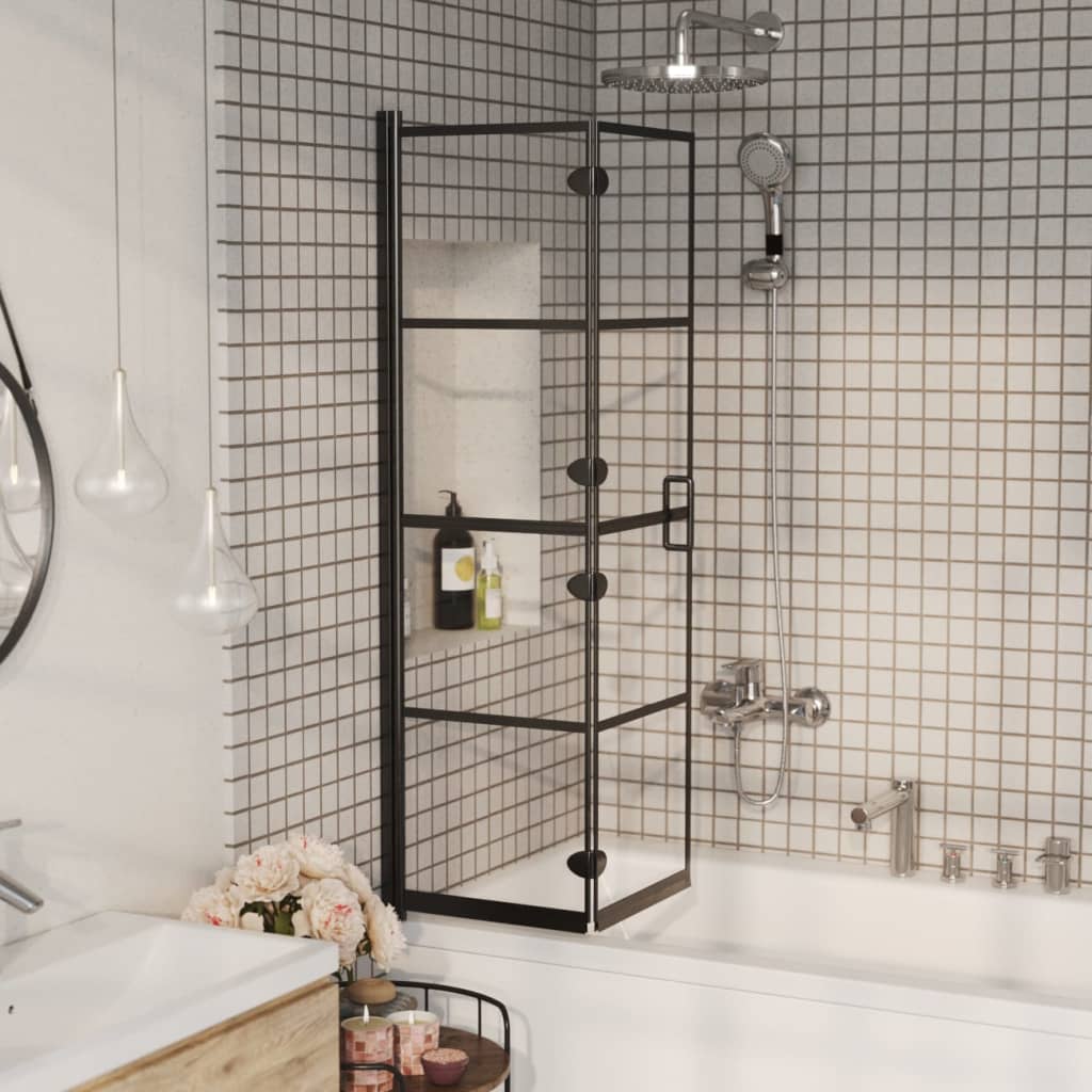 Folding Shower Enclosure ESG 80x140 cm Black - Decor Base