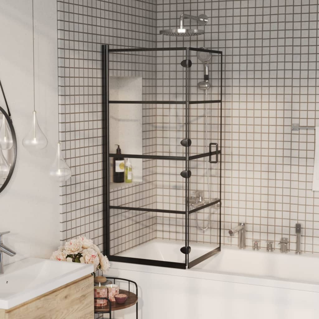 Folding Shower Enclosure ESG 120x140 cm Black - Direct Imports