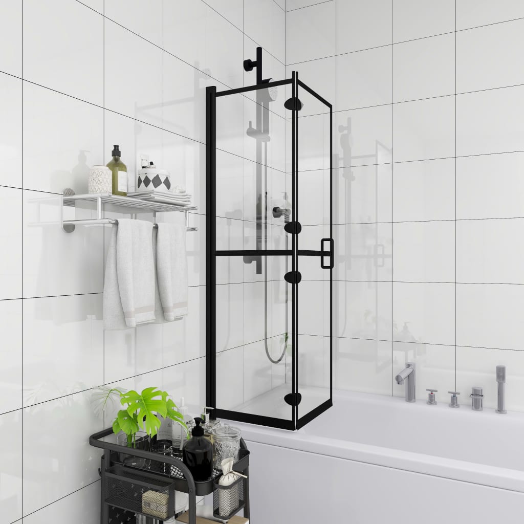Folding Shower Enclosure ESG 80x140 cm Black - Tyrell & Tyrell