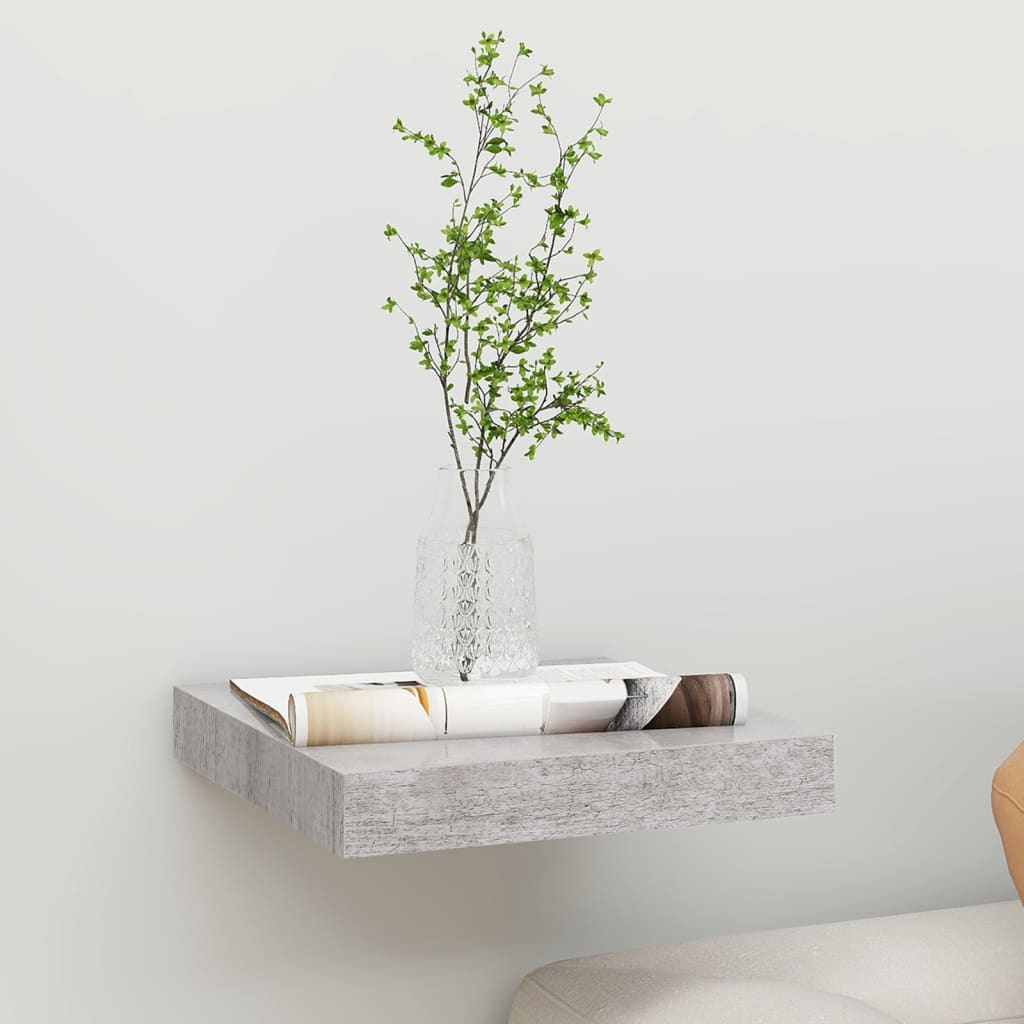 Floating Wall Shelf Concrete Grey 23x23.5x3.8 cm MDF - Millennium Furniture