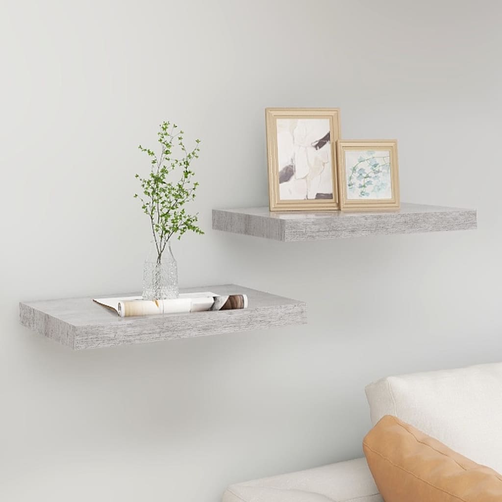 Floating Wall Shelves 2 pcs Concrete Grey 40x23x3.8 cm MDF - Unbeatable Bargains