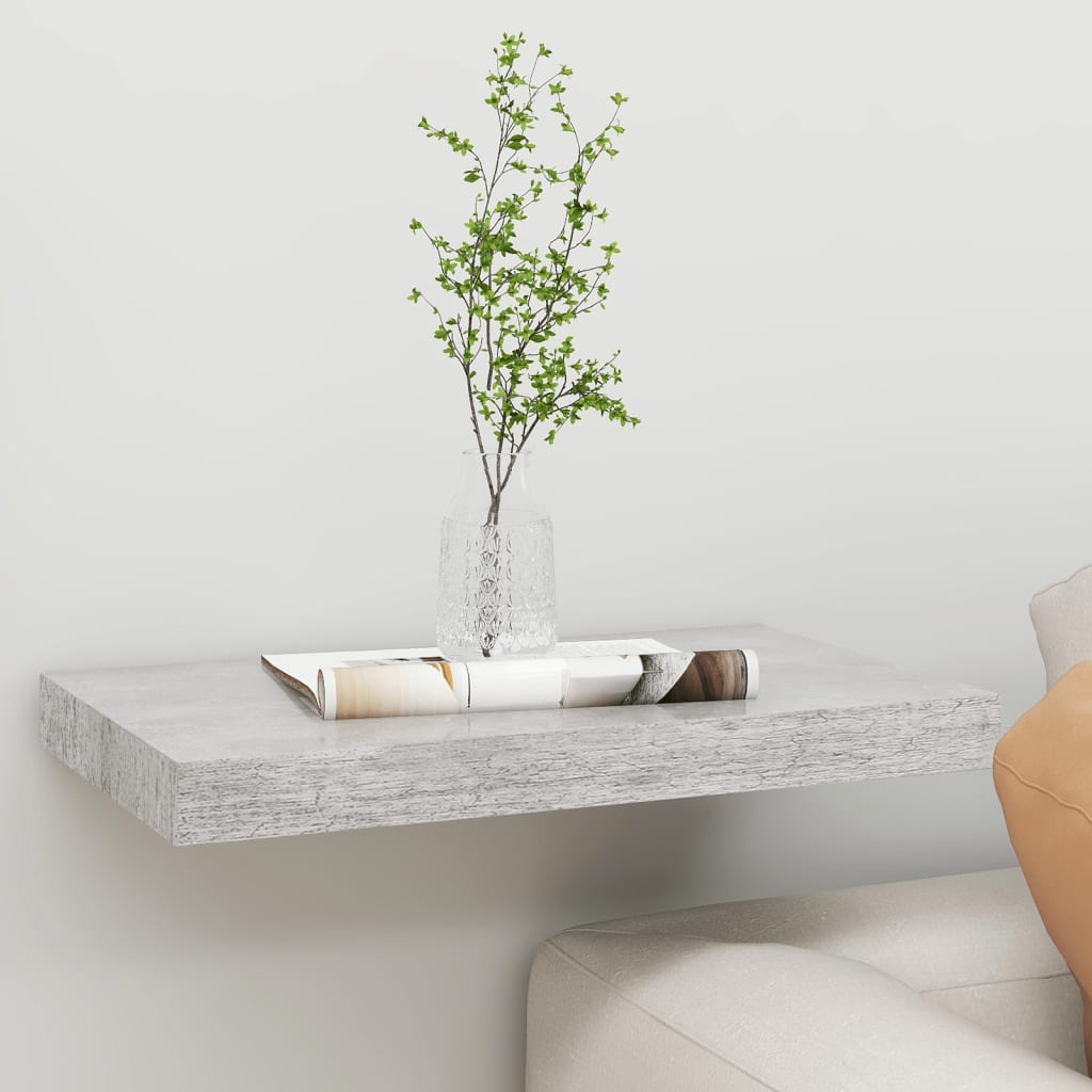 Floating Wall Shelf Concrete Grey 50x23x3.8 cm MDF - Design Hut